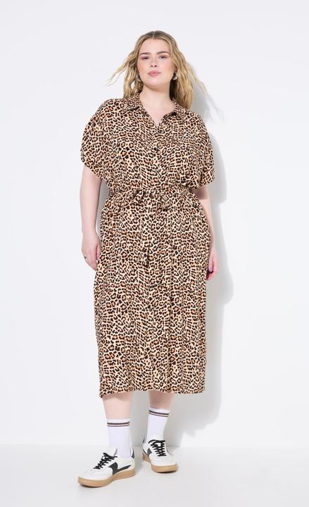 Actual product image Studio Untold Leopard Print Cap Sleeve Button Down Dress (54)