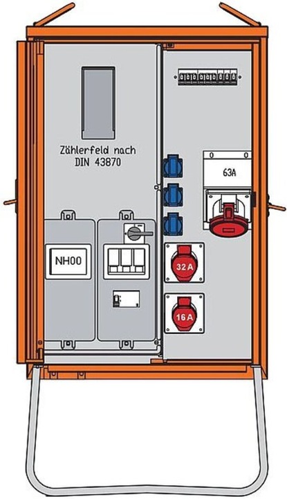 Actual product image Walther Werke Connection distributor WAV0160R1 44kVA meter panel RCD type B 5 LS 3 CEE outlets (1 x, CEE 32/5)