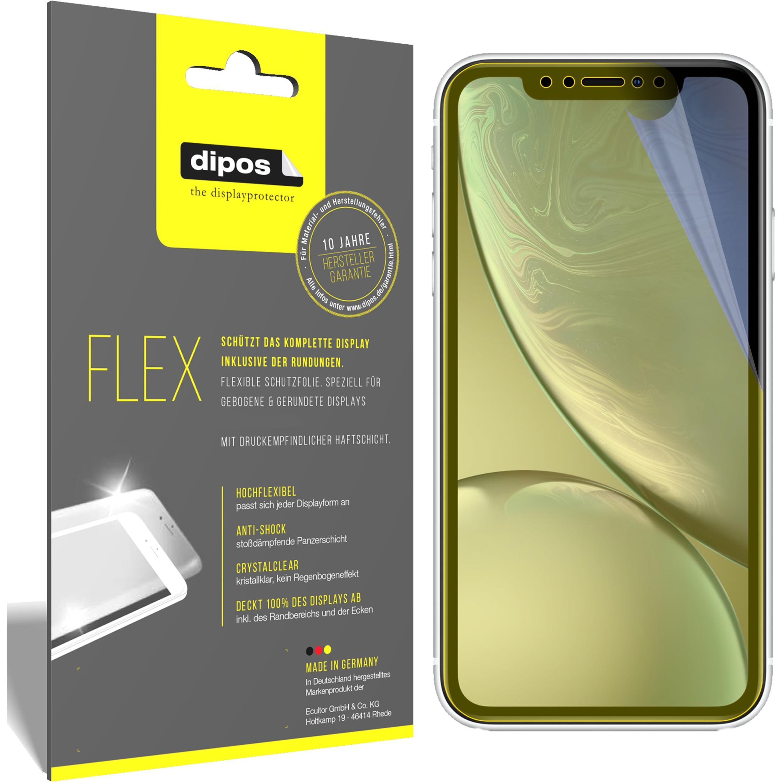 Dipos Displayschutzfolie Full-Cover 3D (3 Stück, Apple iPhone XR), Smartphone Schutzfolie, Transparent