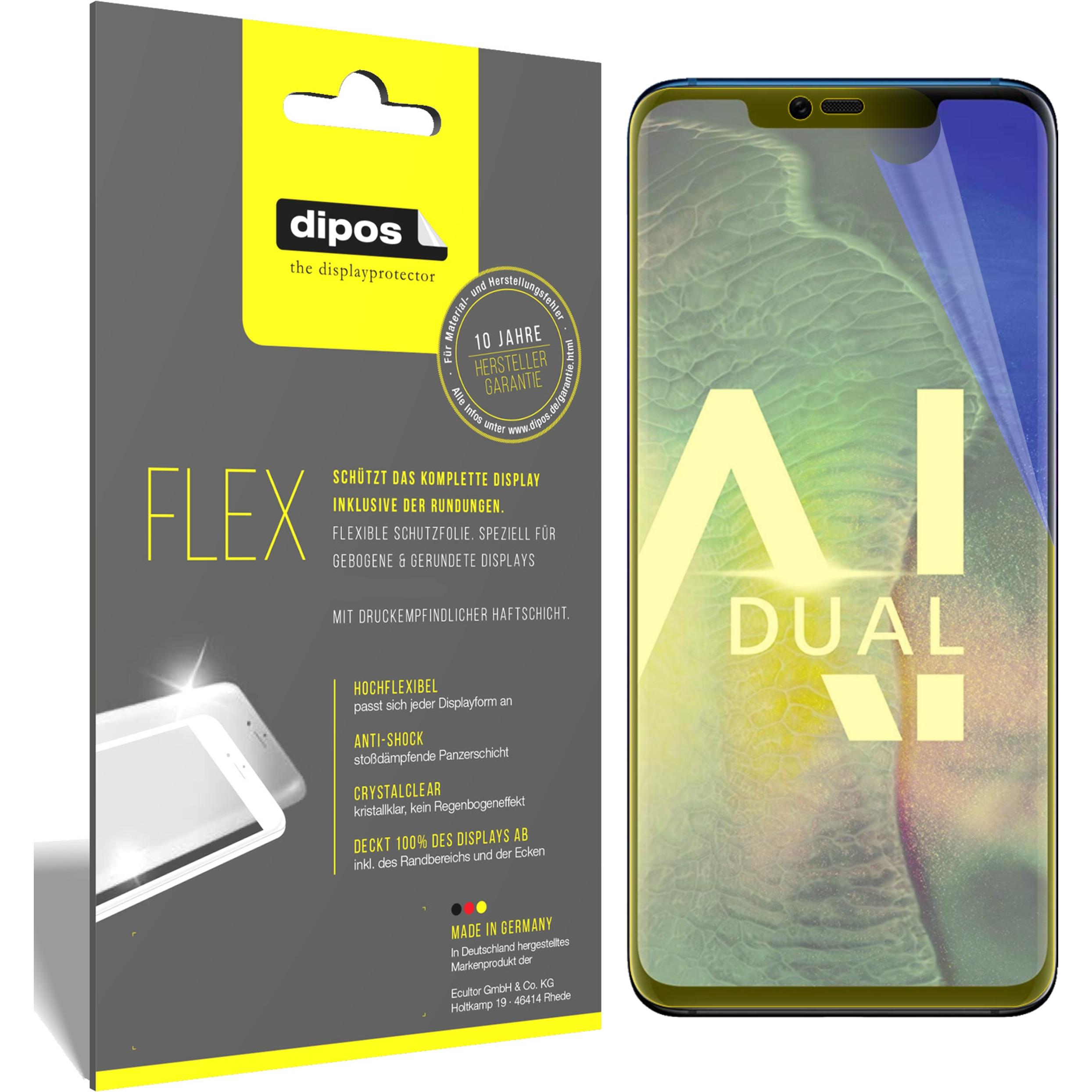 Dipos Displayschutzfolie Full-Cover 3D (3 Stück, Huawei Mate 20 Pro), Smartphone Schutzfolie, Transparent