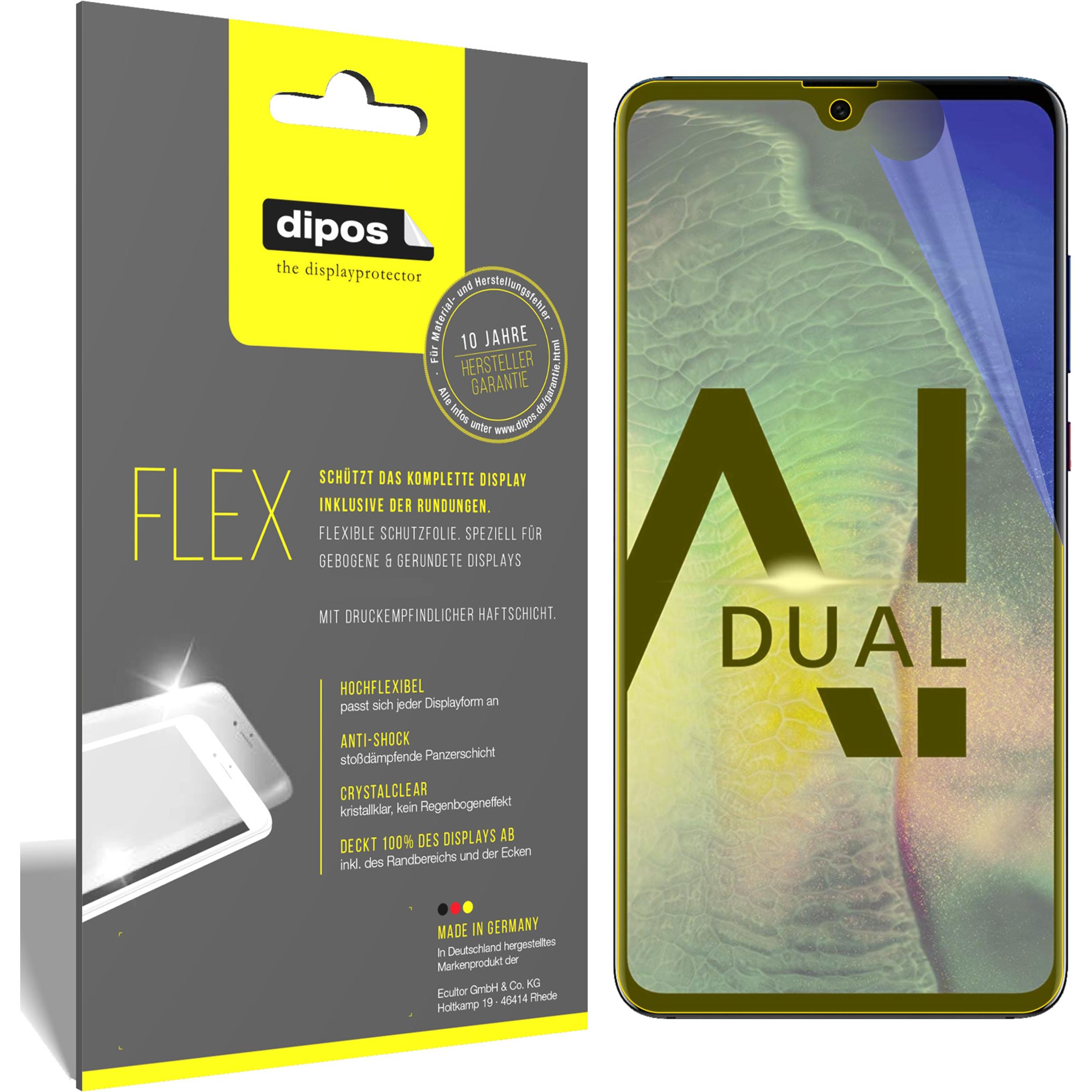 Dipos Displayschutzfolie Full-Cover 3D (2 Stück, Huawei Mate 20), Smartphone Schutzfolie, Transparent