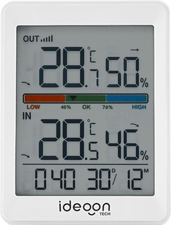 Produktbild Ideoon Thermometer und Hygrometer für innen & aussen, inklusive Funk-Aussensensor