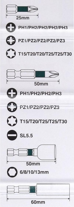 Actual product image Makita Bit set 35 pieces (Cross Phillips PH M1, Cross Phillips PH M2, Cross Phillips PH M3, Cross Pozidriv PZ M1, Cross Pozidriv PZ M2, Cross Pozidriv PZ M3, Hexagon socket TX M15, Hexagon socket TX M25, Hexagon socket TX M20, Hexagon socket TX M30)