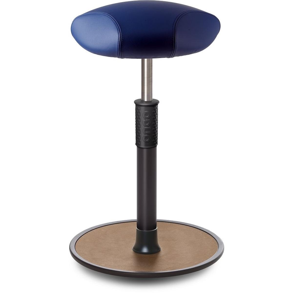 Ongo, Bürostuhl, Sitz- Stehhocker Free Tall Triangel Boxmark Leder blau schwarz /Natur