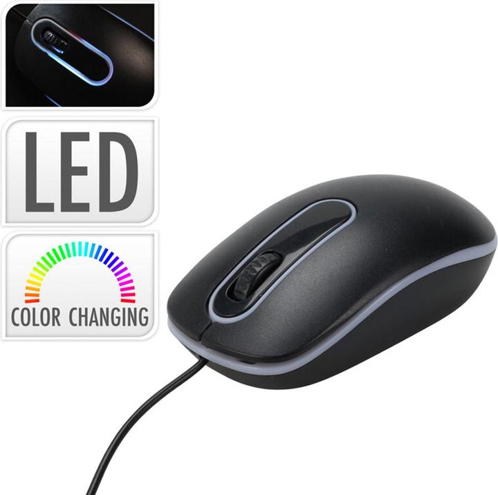Actual product image ProWorld Optical USB mouse with 3 buttons, multicolour illumination (Cable)