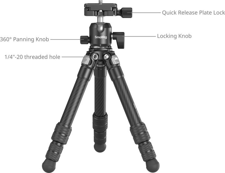 Productafbeelding SmallRig Carbon Fiber Pocket Tripod Kit 5026 (Koolstof, Metaal)