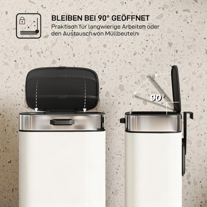 Produktbild Homcom Mülleimer Edelstahl, Kunststoff Cremeweiss (5 l)