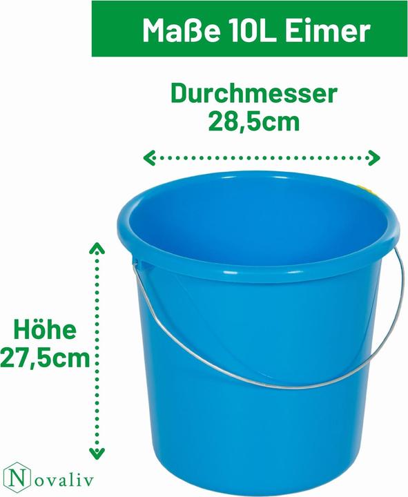 Actual product image Novaliv 2 Stück Eimer 10L Blau mit Masseinteilung - Putzeimer 10 Liter? 28,5 cm Praktischer Allround (2 pcs.)