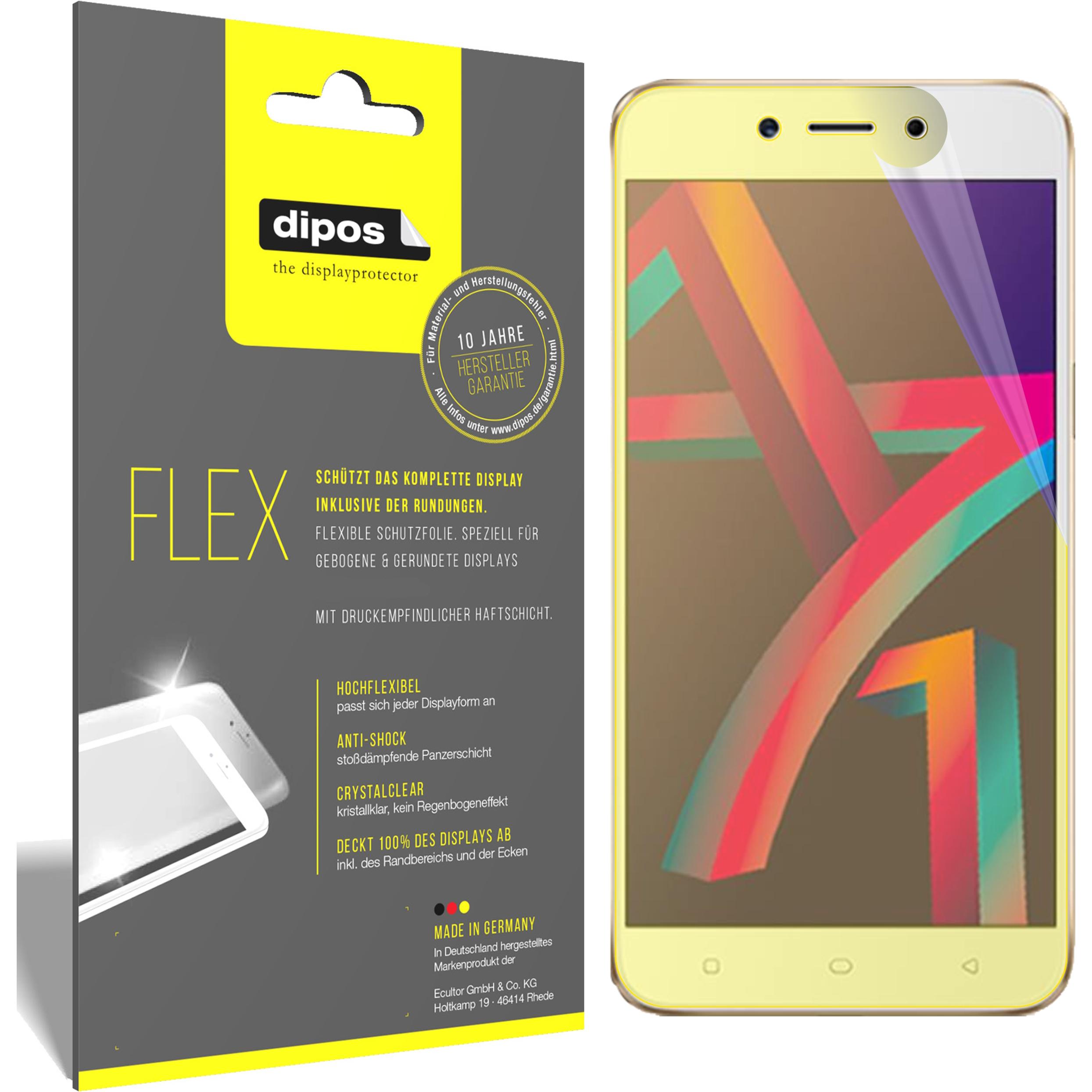 Dipos Displayschutzfolie Full-Cover 3D (2 Stück, Oppo A71 (2018)), Smartphone Schutzfolie, Transparent