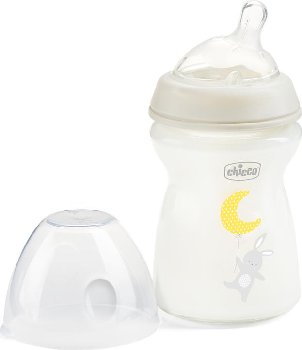 Actual product image Chicco Baby Bottle NATURAL FEELING Glass Teat Silicone Slow Flow UNI 0m+ (250 ml)