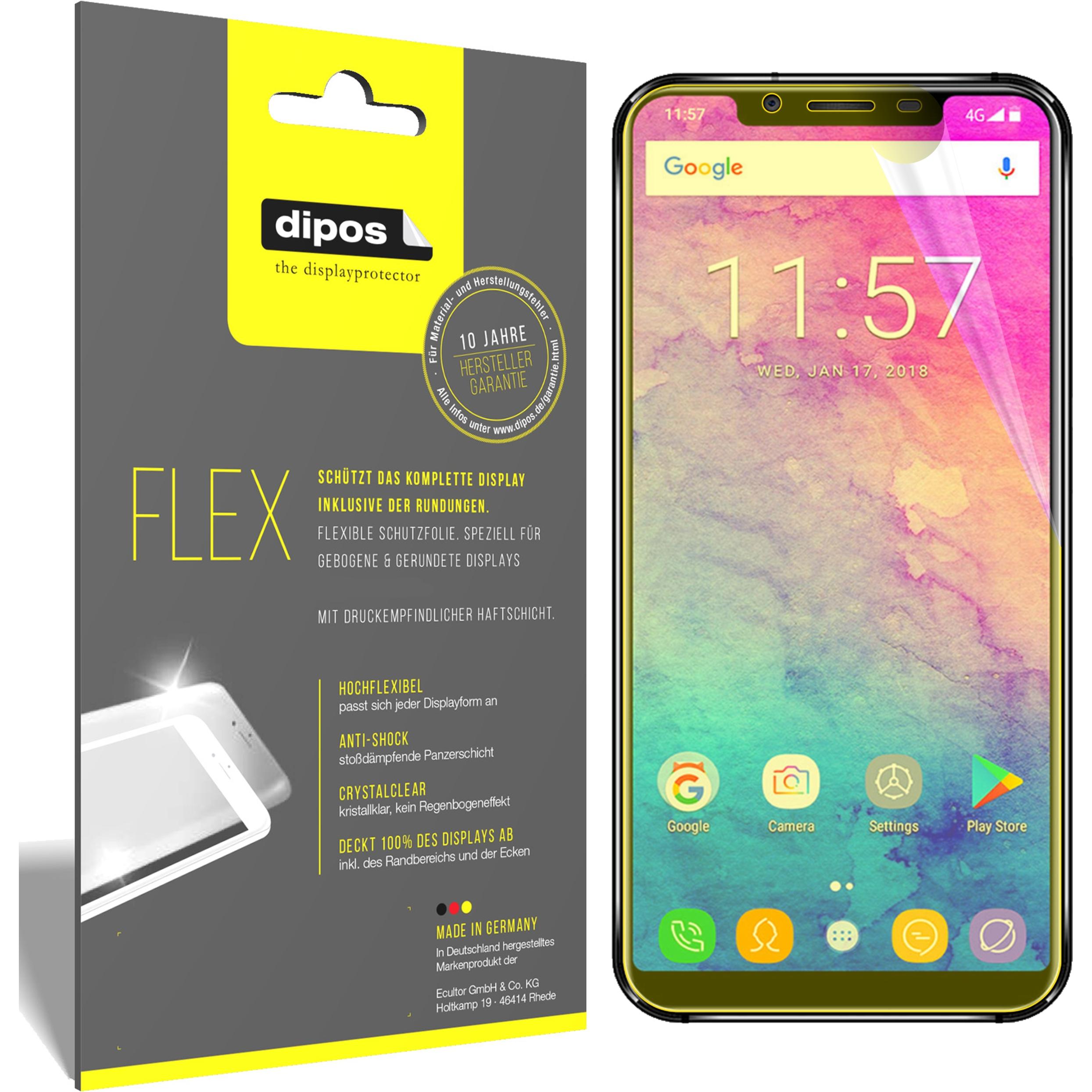 Dipos Displayschutzfolie Full-Cover 3D (3 Stück, Oukitel U18), Smartphone Schutzfolie, Transparent