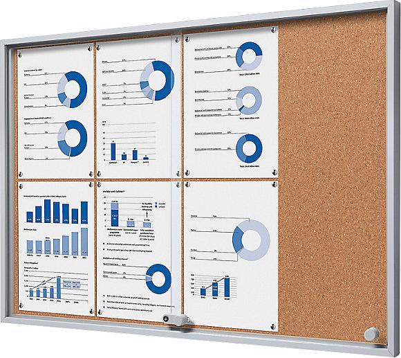 Actual product image eurokraft pro Showcase with sliding doors (Magnet board, Bulletin board, 90.5 x 64 cm)
