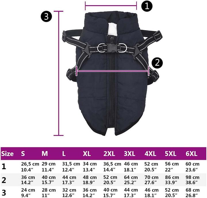 Actual product image vidaXL Dog coat with harness Waterproof (44, Dog coat)