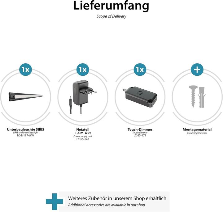 Actual product image Ledscom.de LED Unterbau-Leuchte SIRIS mit Netzteil & Dimmer (963 lm)