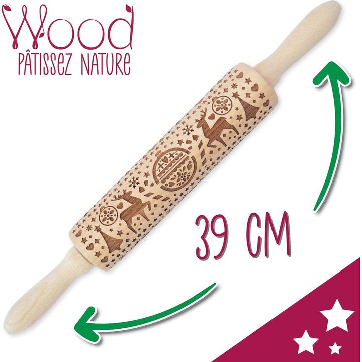 Produktbild ScrapCooking Teigroller mit Prägung "Xmas" 39cm