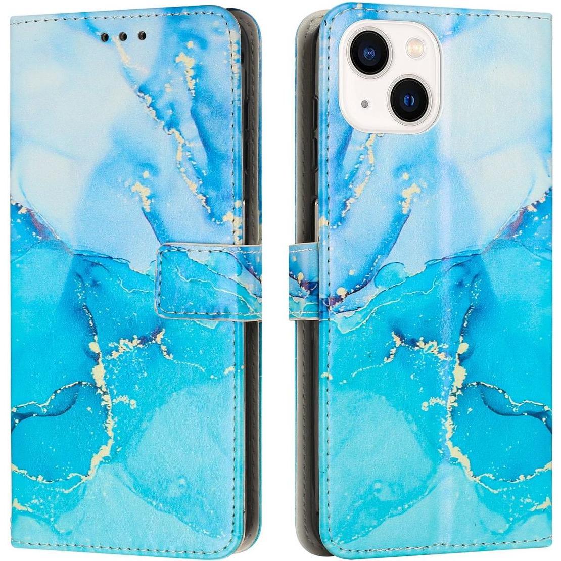 Thumbnail - König Design Hülle für Apple iPhone 15 Plus Handy Schutz Case Cover Klapp Tasche Marmor Etuis (Apple iPhone 15 Plus), Sm...