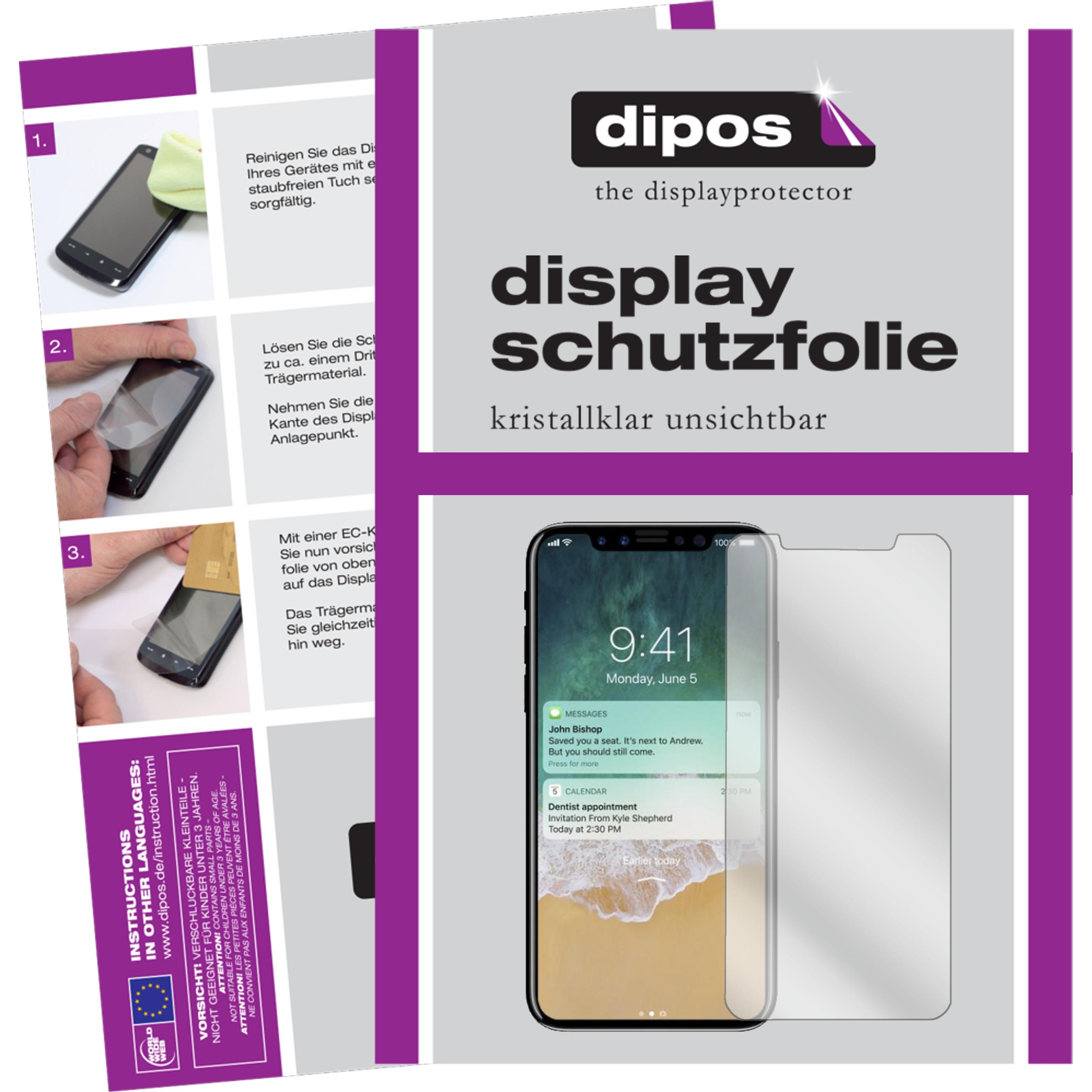 Dipos Displayschutzfolie Crystalclear (2 Stück, Apple iPhone X), Smartphone Schutzfolie, Transparent