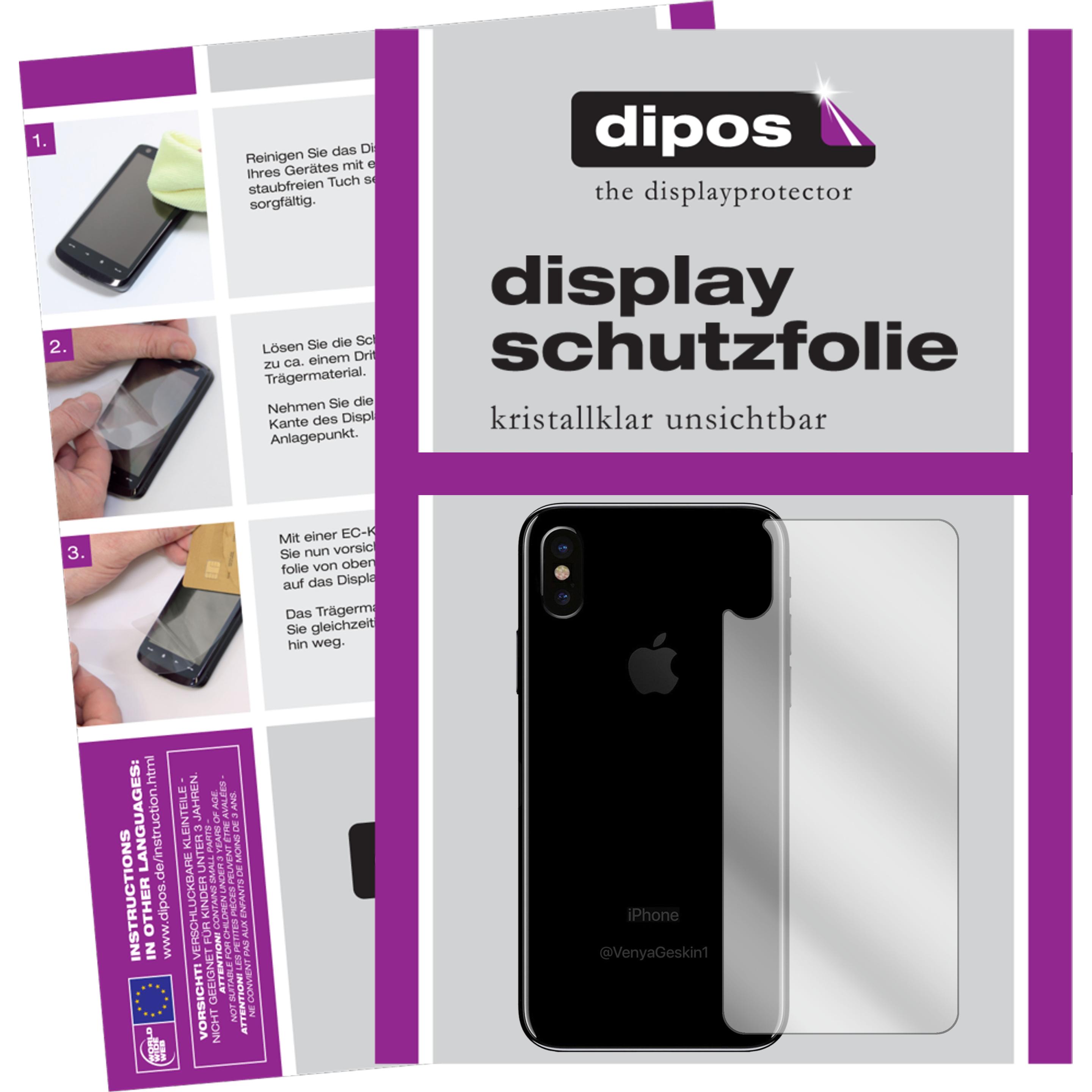 Dipos Displayschutzfolie Crystalclear (2 Stück, Apple iPhone X), Smartphone Schutzfolie, Transparent