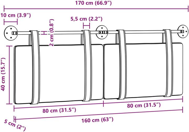 Actual product image vidaXL Modernes Kopfteil (170 x 5 x 5 cm)