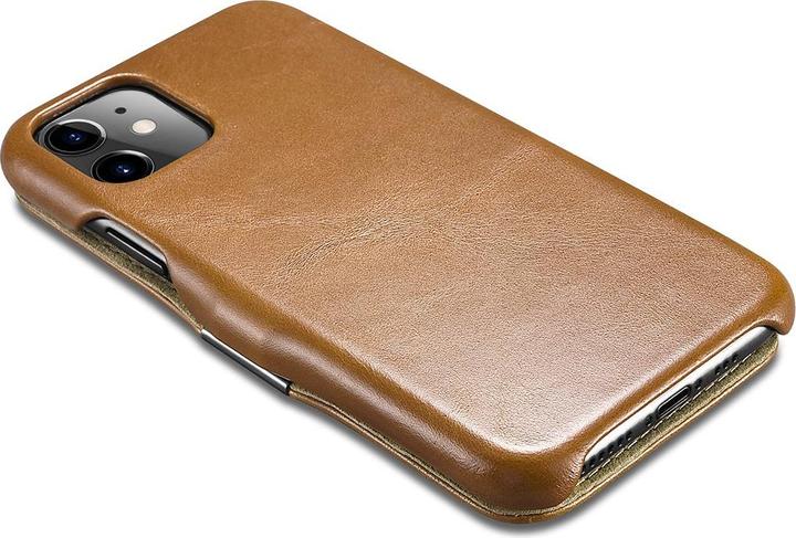Produktbild iCarer iPhone 11 - Luxury Series Echtleder Flip Case Kastanienbraun (RIX1108-GG) (Apple iPhone 11)