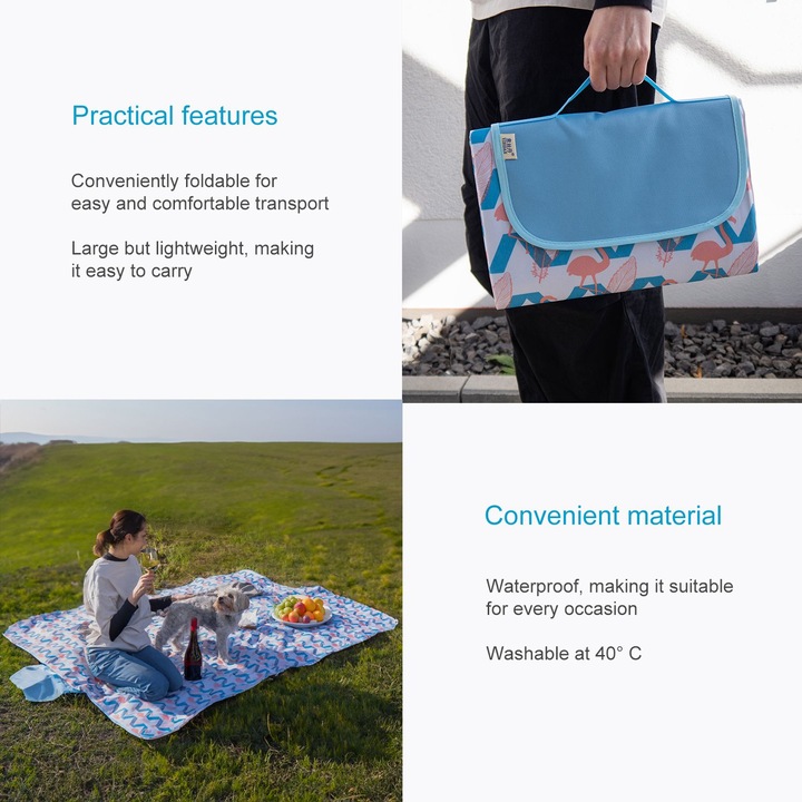 Produktbild Intirilife Faltbare Picknickdecke Wasserdicht