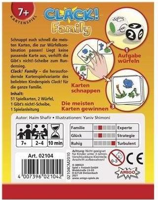 Immagine prodotto Amigo Clack! Famiglia, d da 7 anni, 2-4 giocatori, gioco di carte per la famiglia (Tedesco, Francese, Italiano, Inglese)