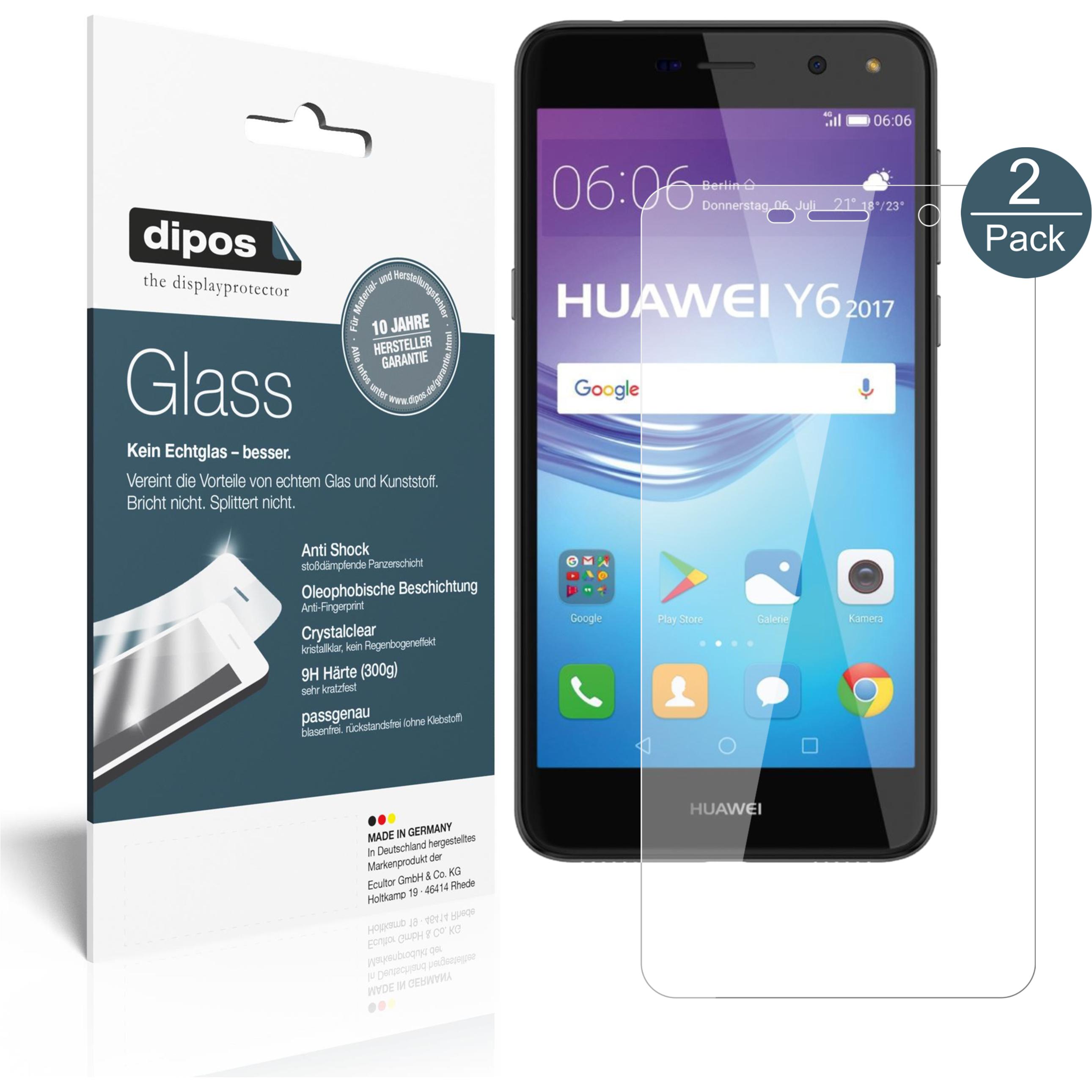 Dipos Displayschutz Anti-Shock (2 Stück, Huawei Y6 (2017)), Smartphone Schutzfolie, Transparent