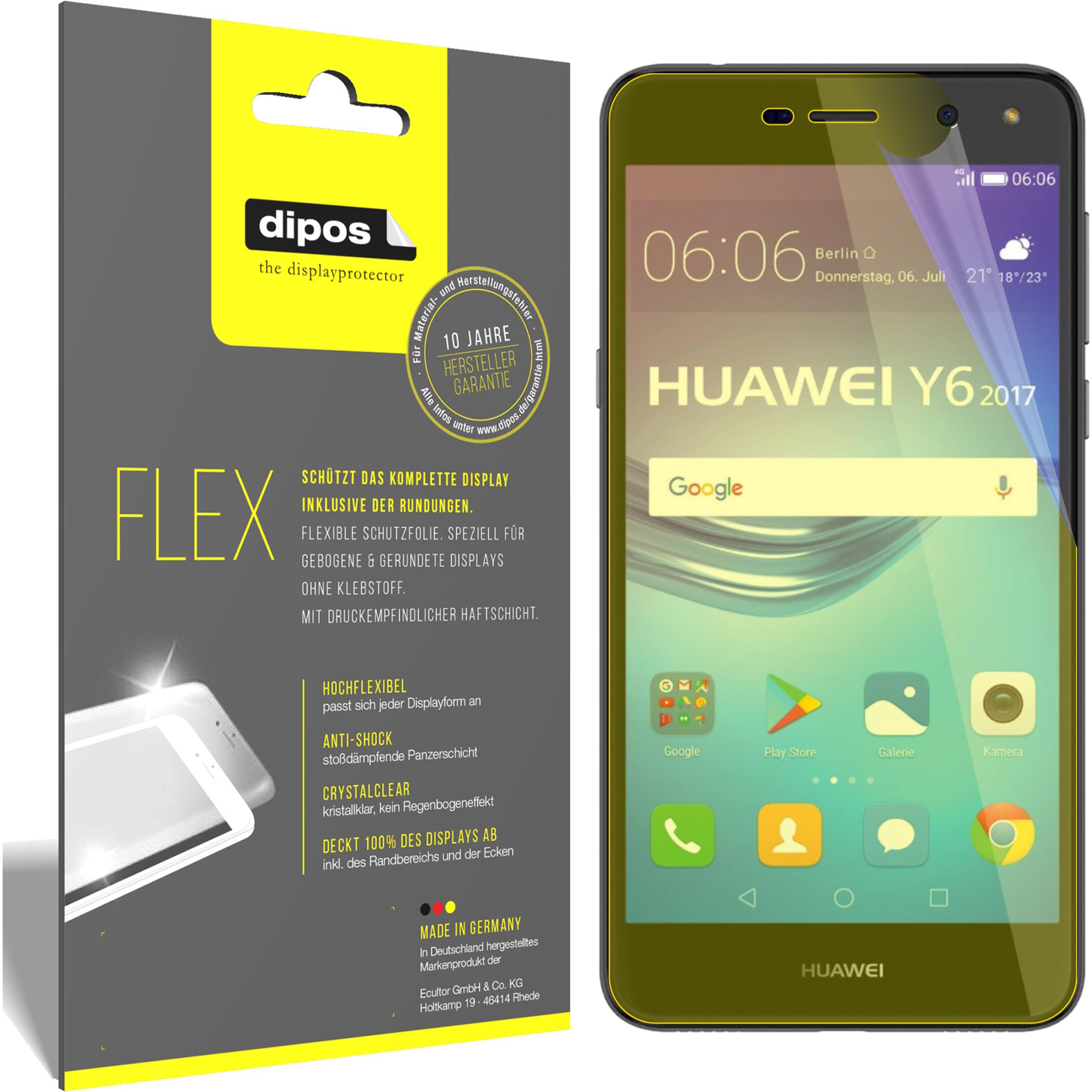 Dipos Displayschutzfolie Full-Cover 3D (3 Stück, Huawei Y6 (2017)), Smartphone Schutzfolie, Transparent