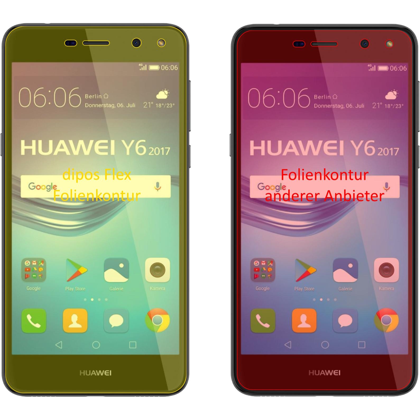 Thumbnail - Dipos Displayschutzfolie Full-Cover 3D (3 Stück, Huawei Y6 (2017)), Smartphone Schutzfolie, Transparent