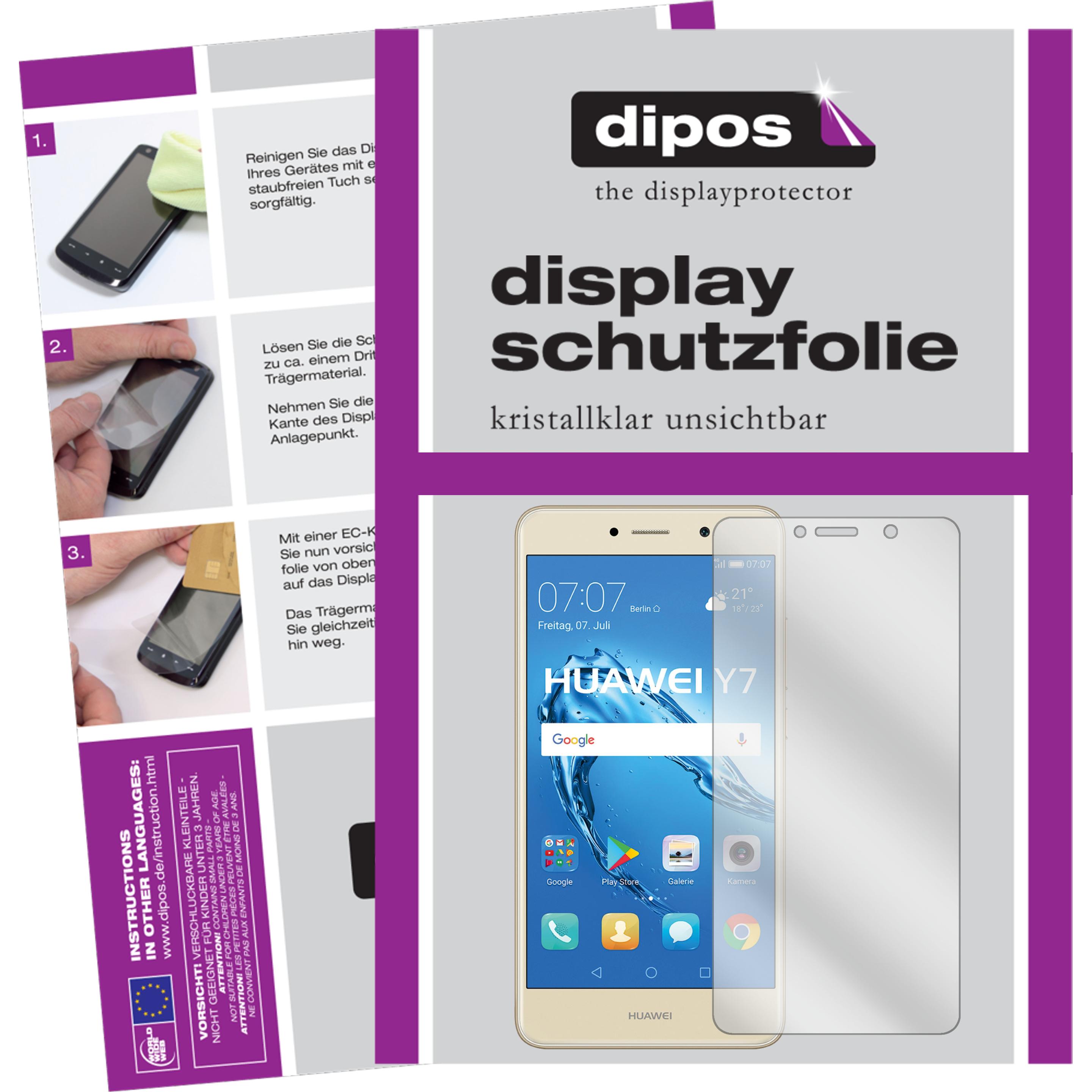 Dipos Displayschutzfolie Crystalclear (2 Stück, Huawei Y7 (2017)), Smartphone Schutzfolie, Transparent
