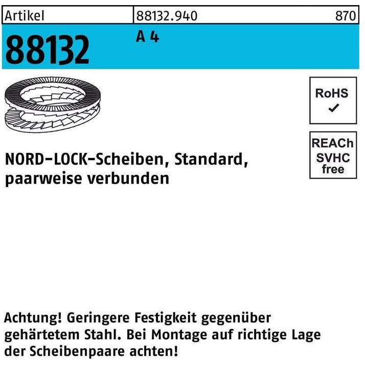 Nord-Lock, Muttern + Unterlegscheiben, Unterlegscheibe R 88132 geklebt NL 5 SS A 4