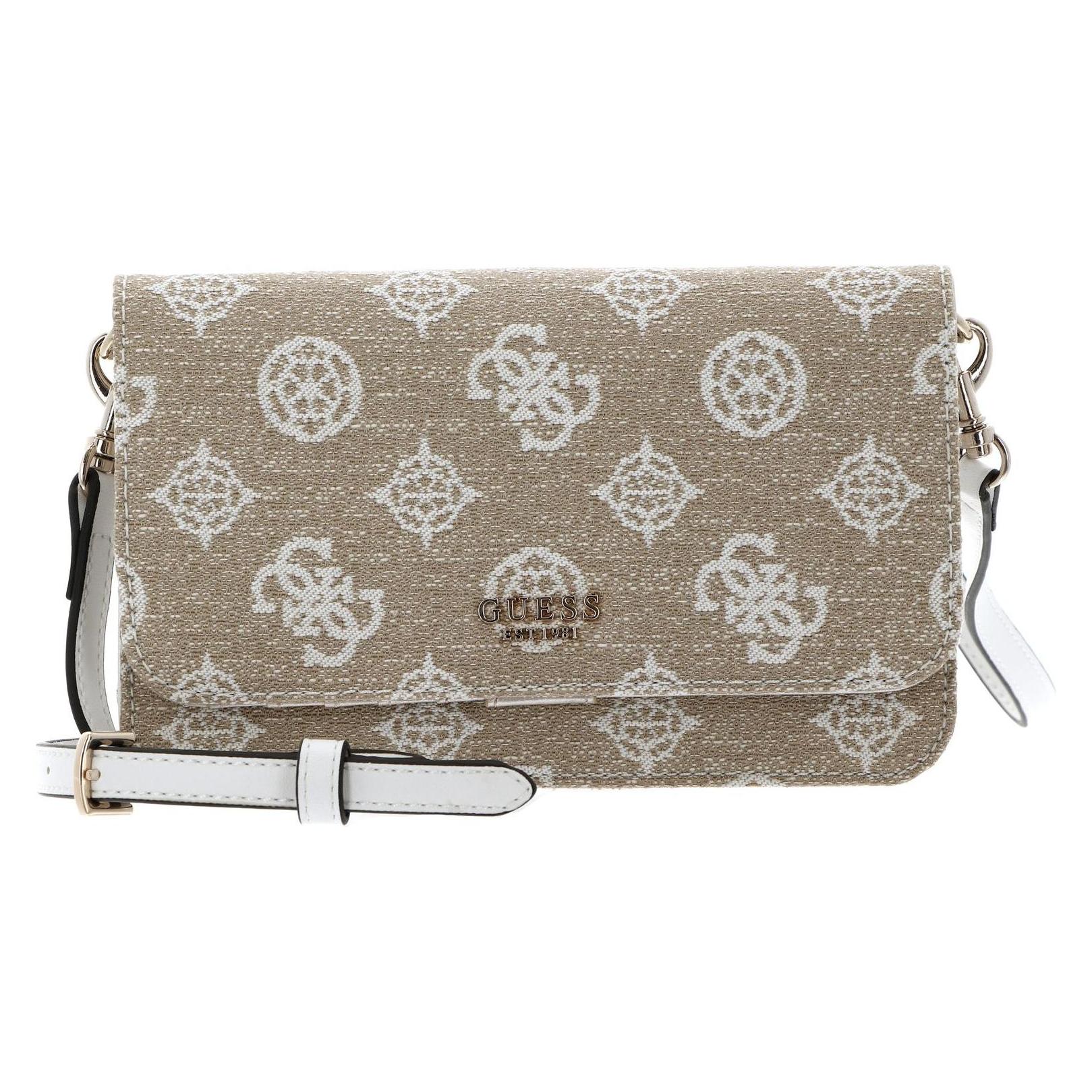 Guess, Damen, Handtasche, Loralee Xbody Flap Organizer, Weiss, Beige