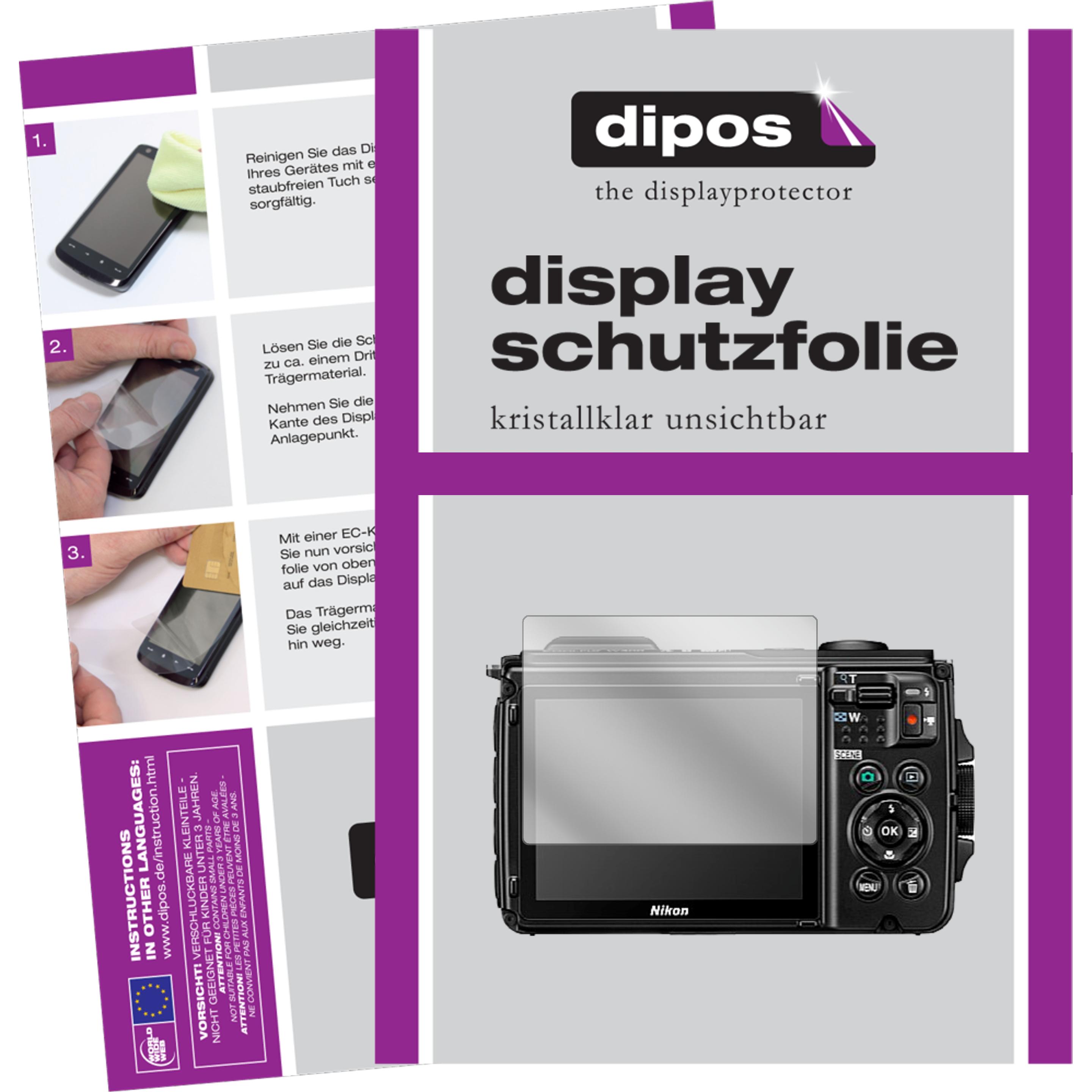 Dipos Displayschutzfolie Crystalclear (Displayschutz, Coolpix W300), Kameraschutz, Transparent