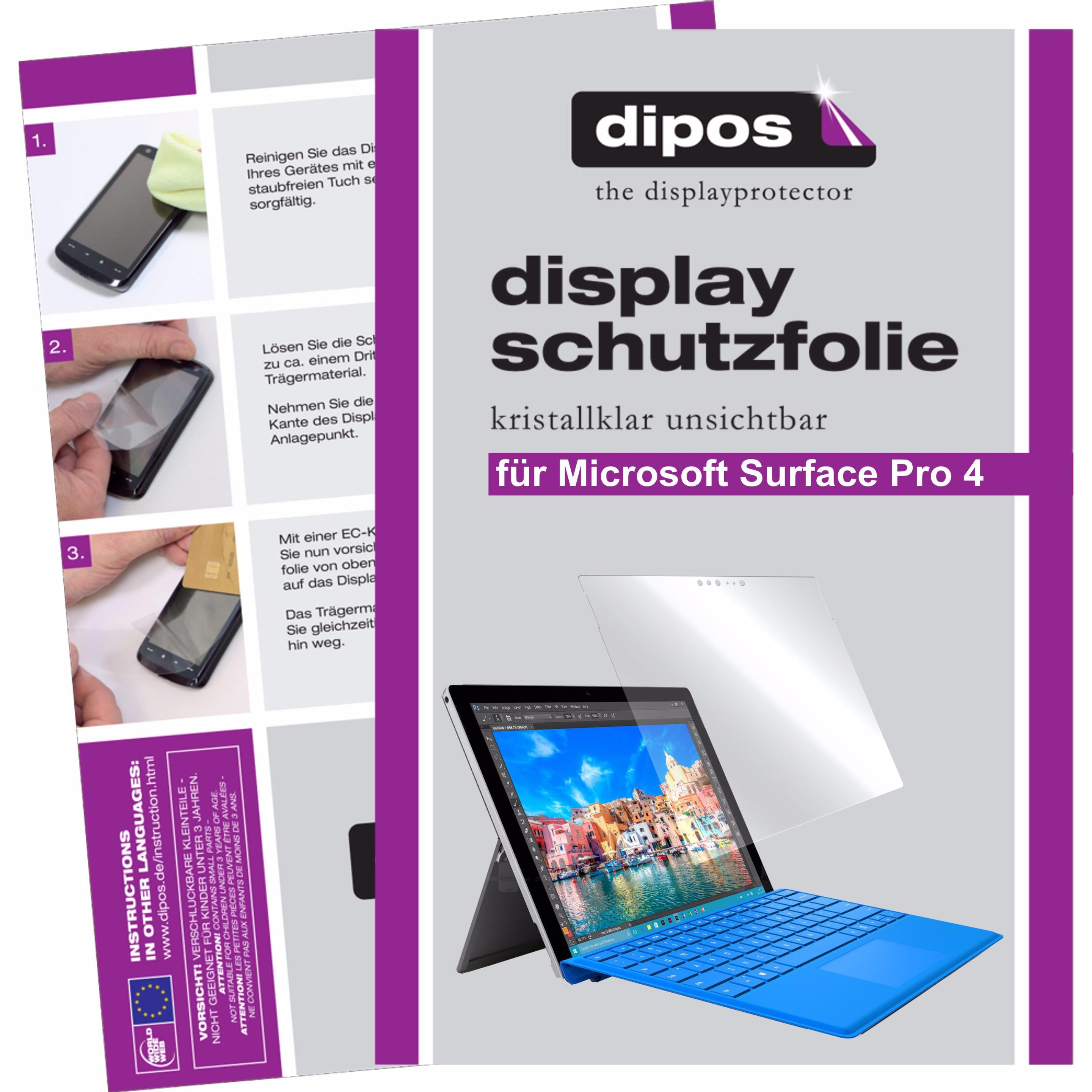 Dipos Displayschutzfolie Crystalclear (2 Stück, Microsoft Surface Pro 4), Tablet Schutzfolie