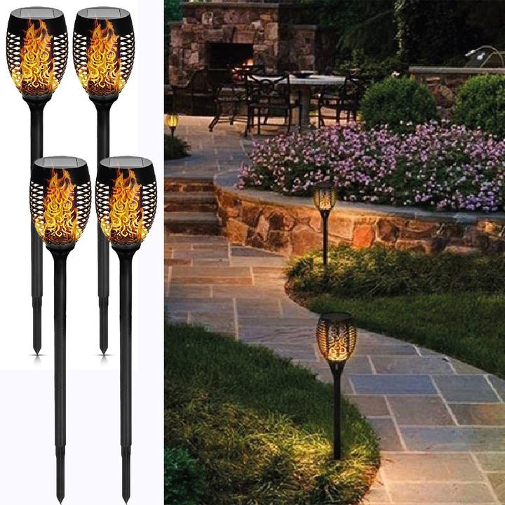 Produktbild Casativo LED Solar Gartenlaterne Flammen-Effekt, 4er Set (IP44)