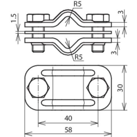 Thumbnail - Dehn + Söhne, Kabelverbindung, UNI-Trennklemme DIN EN 62561-1, Zweimetall für zwei Rundleiter