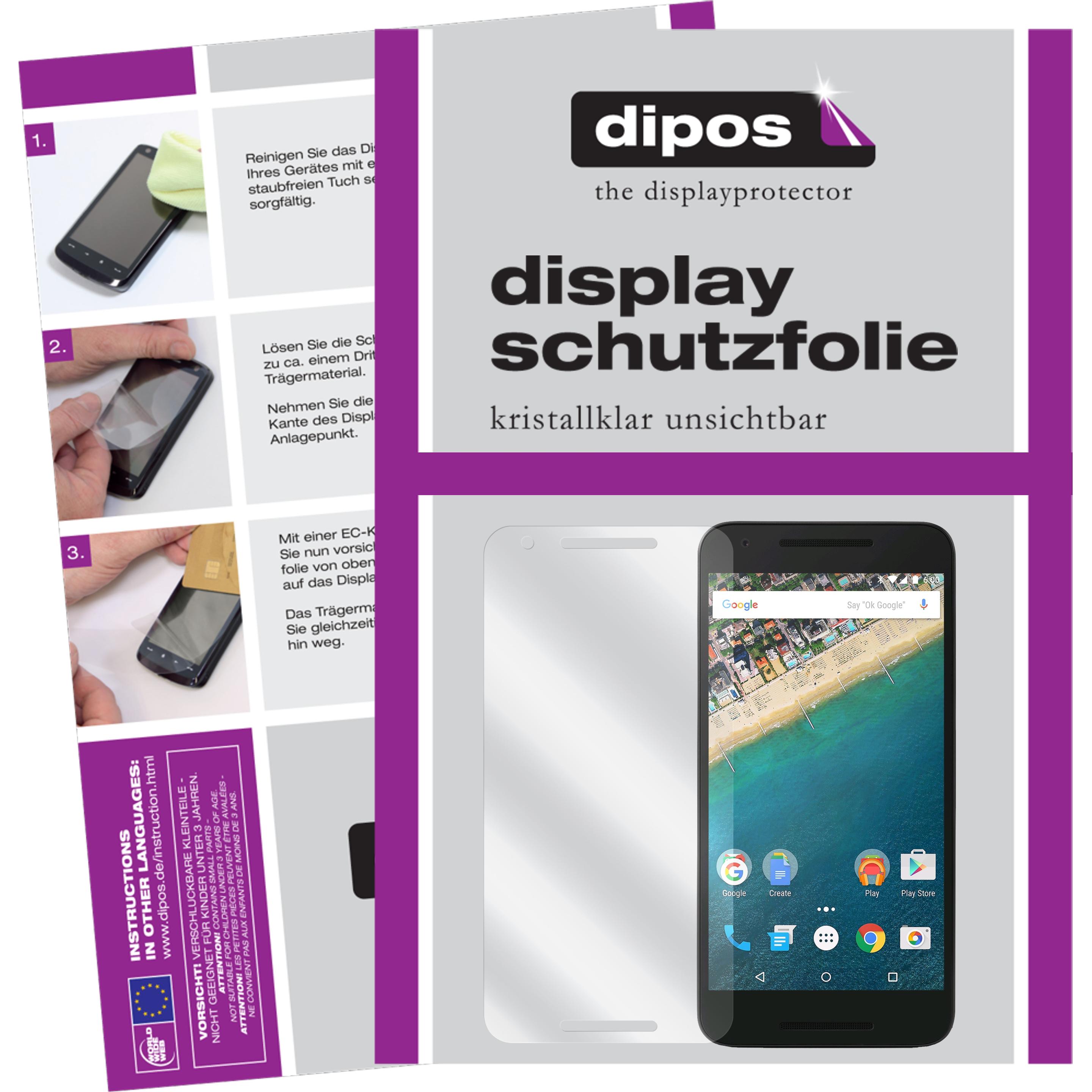Dipos Displayschutzfolie Crystalclear (2 Stück, LG Nexus 5X), Smartphone Schutzfolie, Transparent