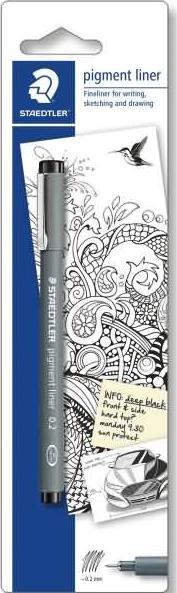 Immagine prodotto Staedtler Liner a pigmenti, larghezza linea: 0,2 mm, cartoncino blister punta lunga in metallo ideale per (Nero, 1 x)