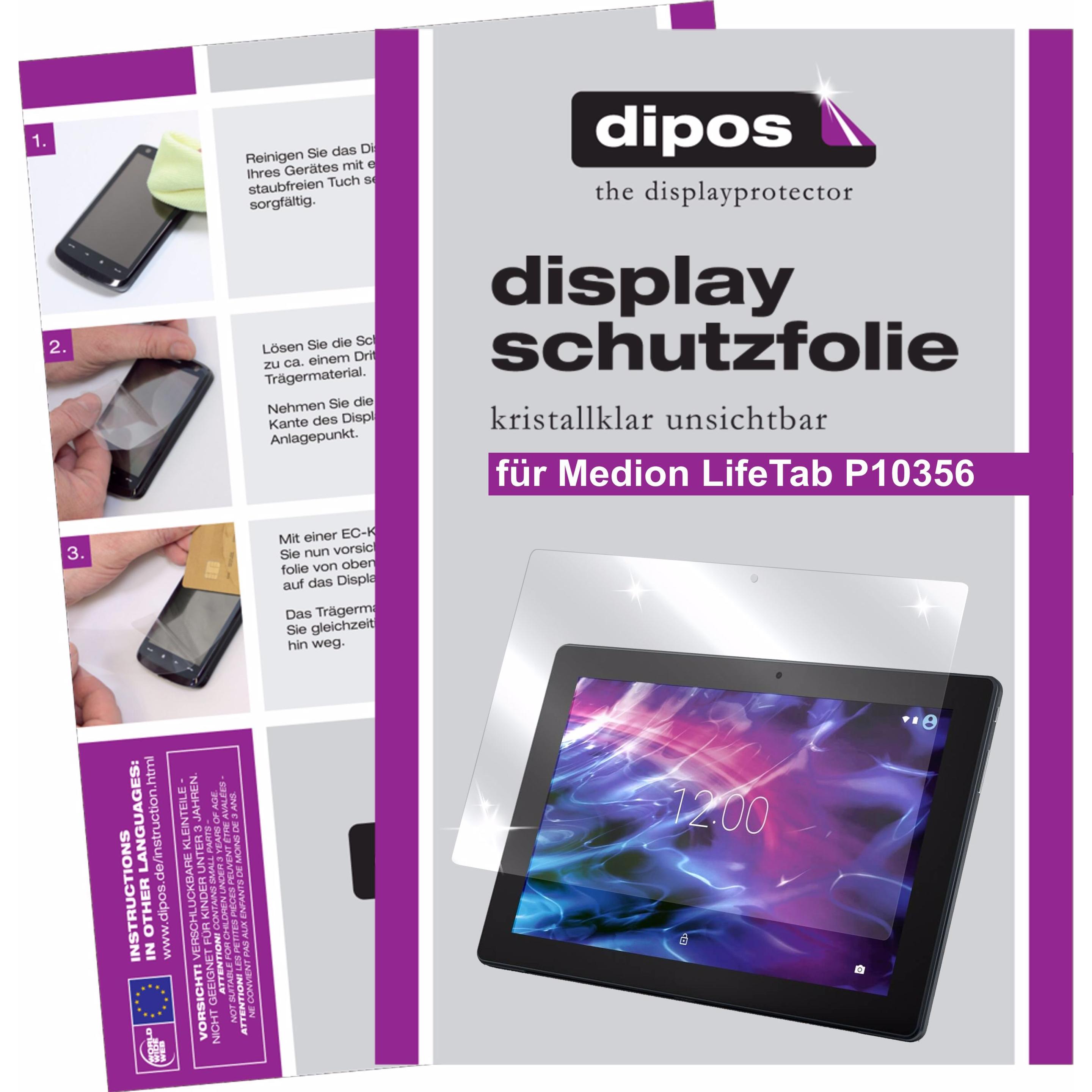 Dipos Displayschutzfolie Crystalclear (2 Stück, Lifetab P10356), Tablet Schutzfolie