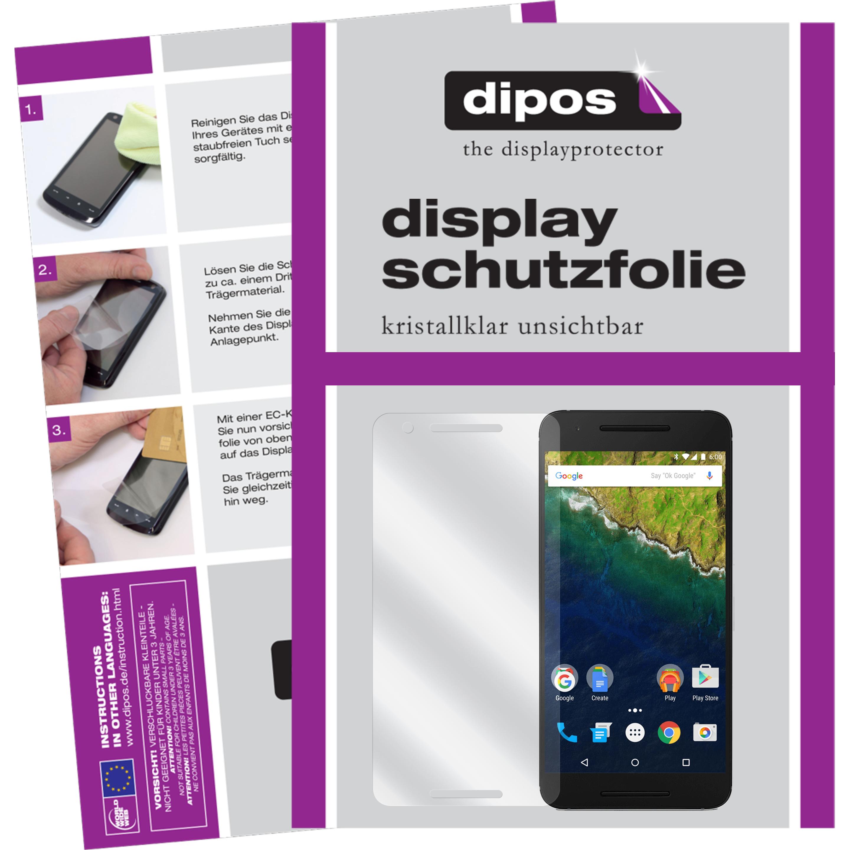 Dipos Displayschutzfolie Crystalclear (6 Stück, Google Nexus 6p), Smartphone Schutzfolie, Transparent