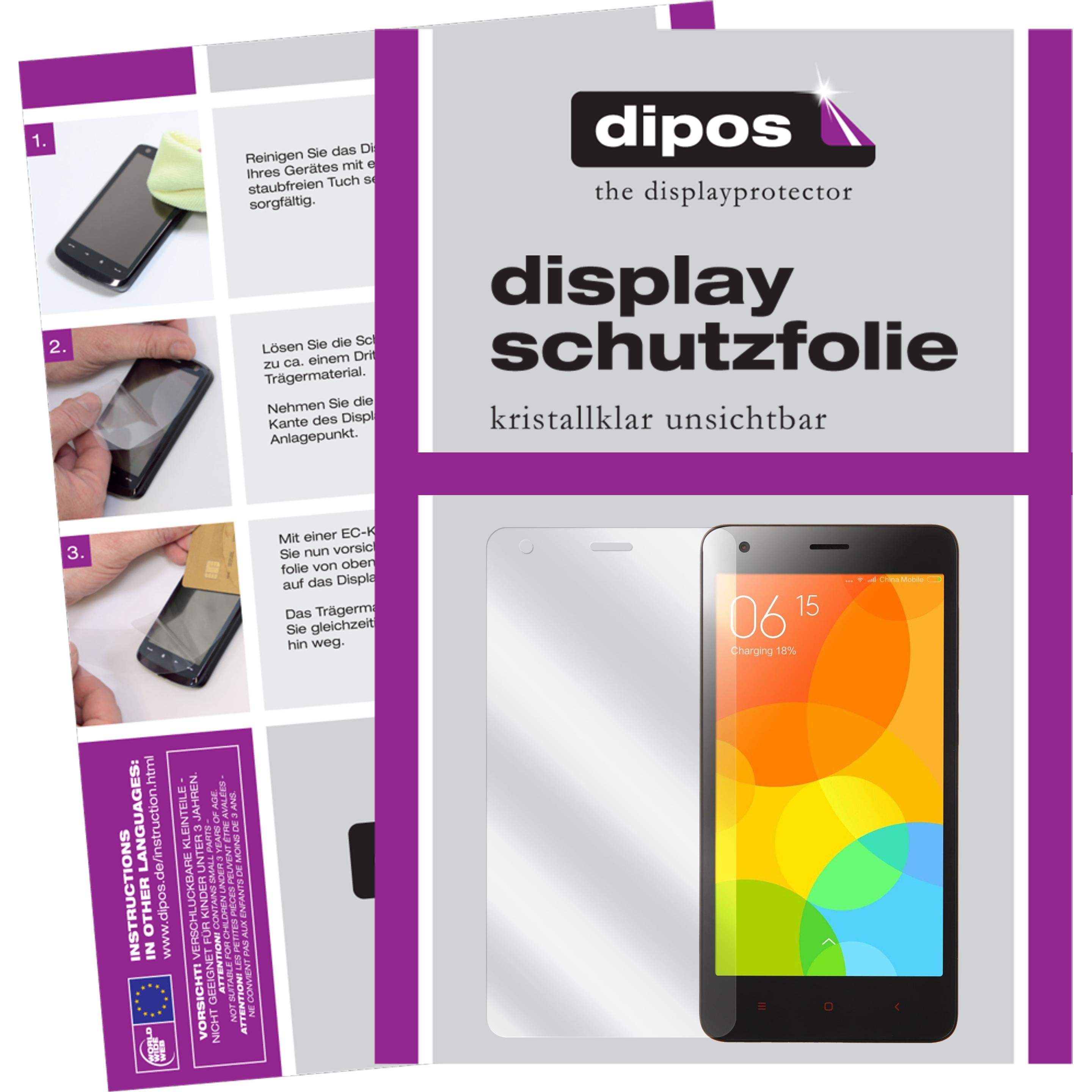 Dipos Displayschutzfolie Crystalclear (2 Stück, Xiaomi Redmi 2), Smartphone Schutzfolie, Transparent