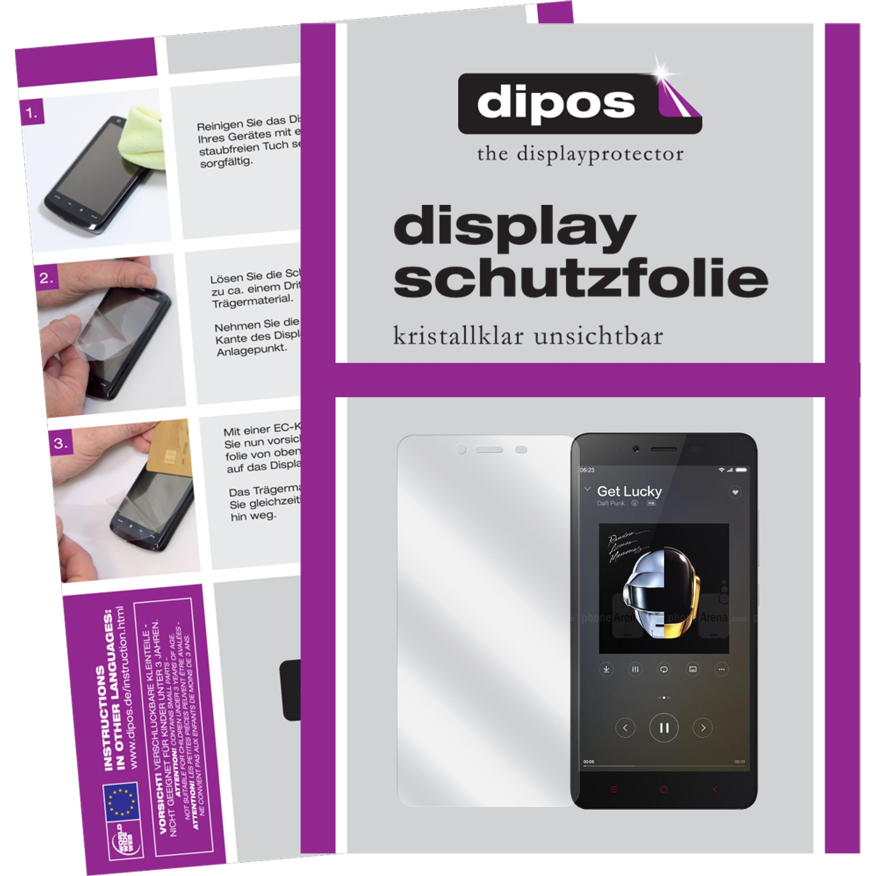 Dipos Displayschutzfolie Crystalclear (2 Stück, Xiaomi Redmi Note 2), Smartphone Schutzfolie, Transparent