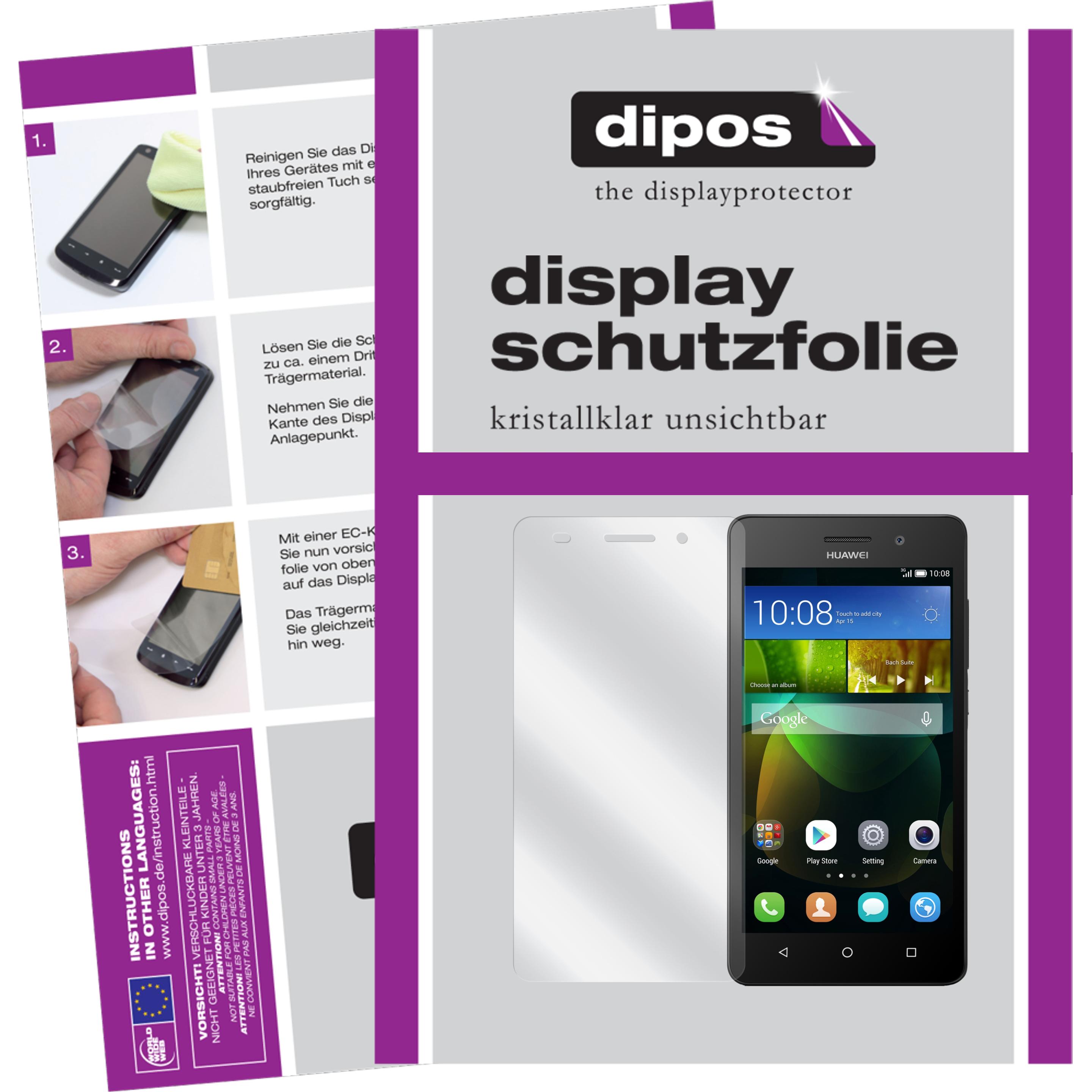 Dipos Displayschutzfolie Crystalclear (2 Stück, Huawei G Play Mini), Smartphone Schutzfolie, Transparent