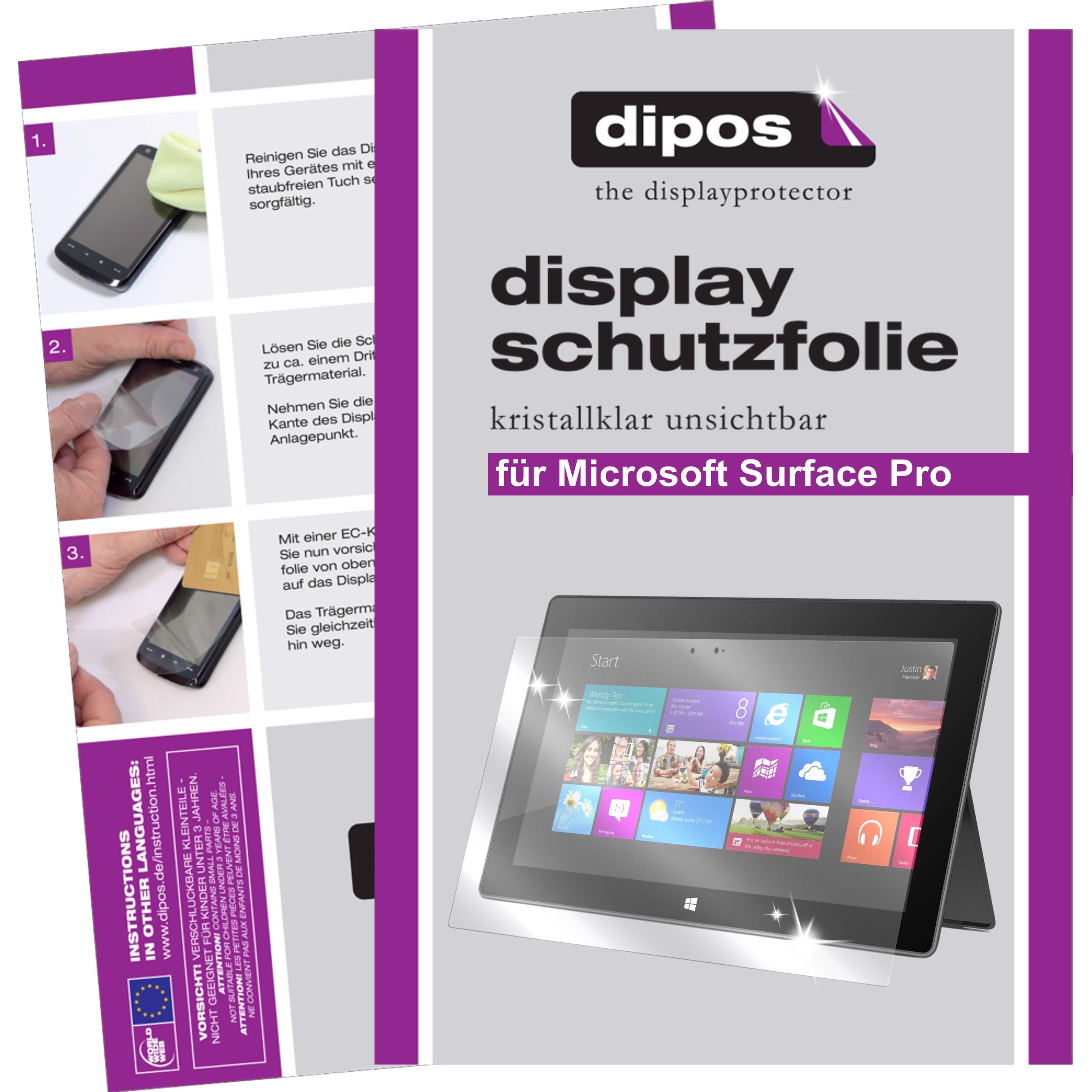 Dipos Displayschutzfolie Crystalclear (2 Stück, Microsoft Surface Pro), Tablet Schutzfolie