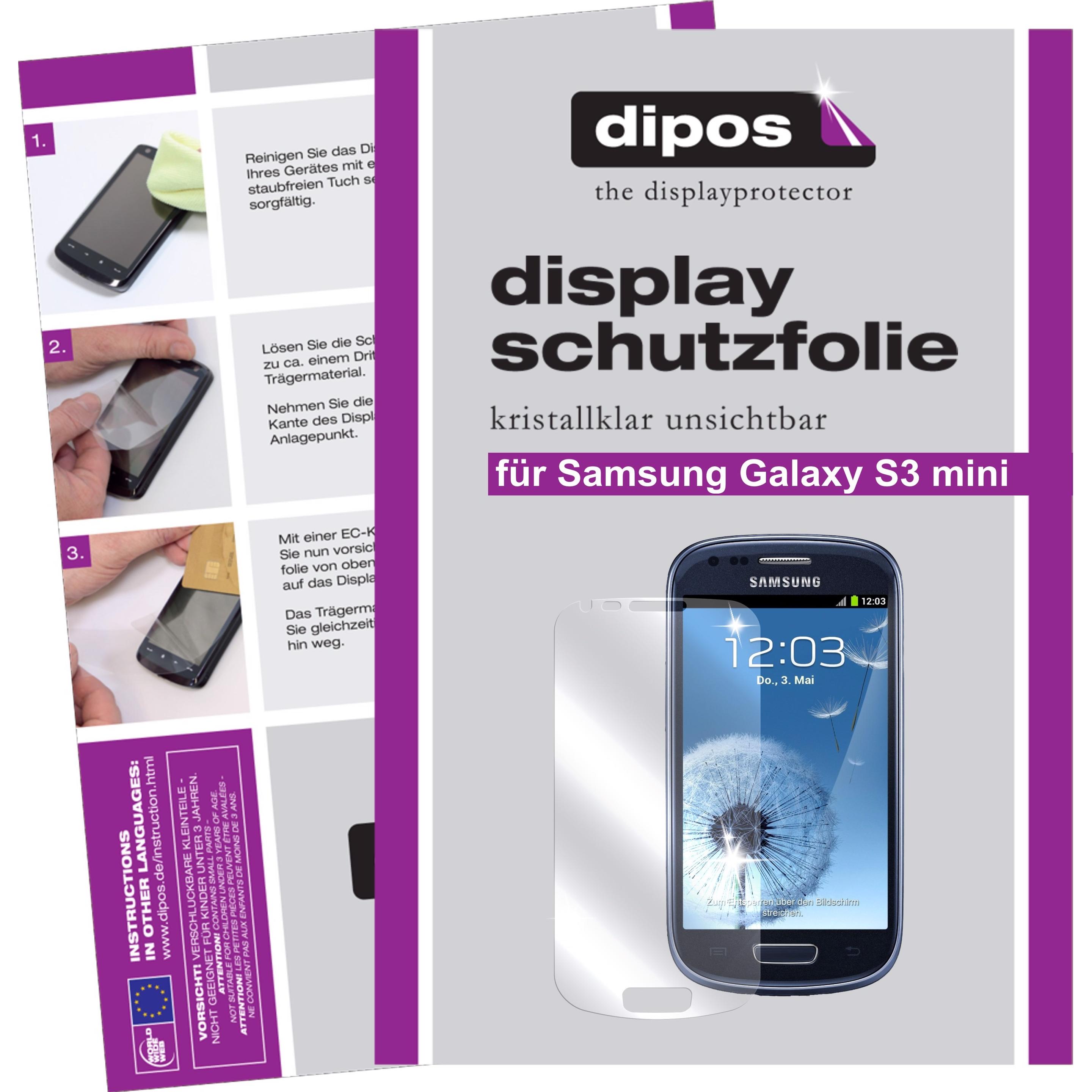 Dipos Displayschutzfolie Crystalclear (2 Stück, Samsung Galaxy S3 Mini), Smartphone Schutzfolie, Transparent