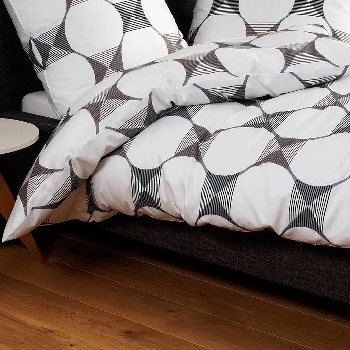 Produktbild Janine Mako-Satin Bettwäsche J.D. 87103 weiss grau schwarz (135x200 cm, 80x80 cm)