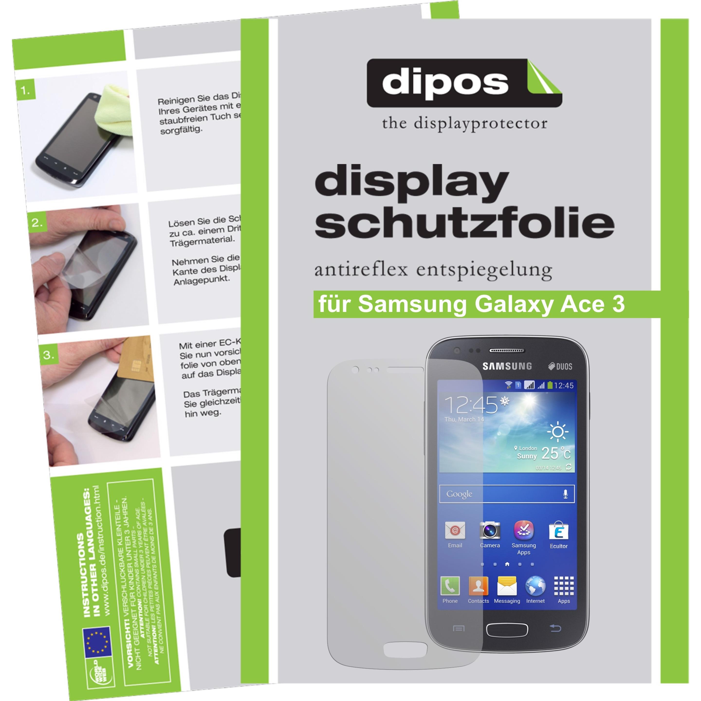 Dipos Displayschutzfolie Antireflex (2 Stück, Samsung Galaxy Ace 3), Smartphone Schutzfolie, Transparent