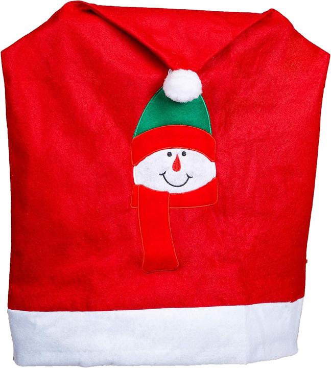Actual product image Novaliv Chair Covers Set of 4 Swing Chair Christmas I Red I Snowman I Chair Cover Christmas (65 x 49 x 65 cm)