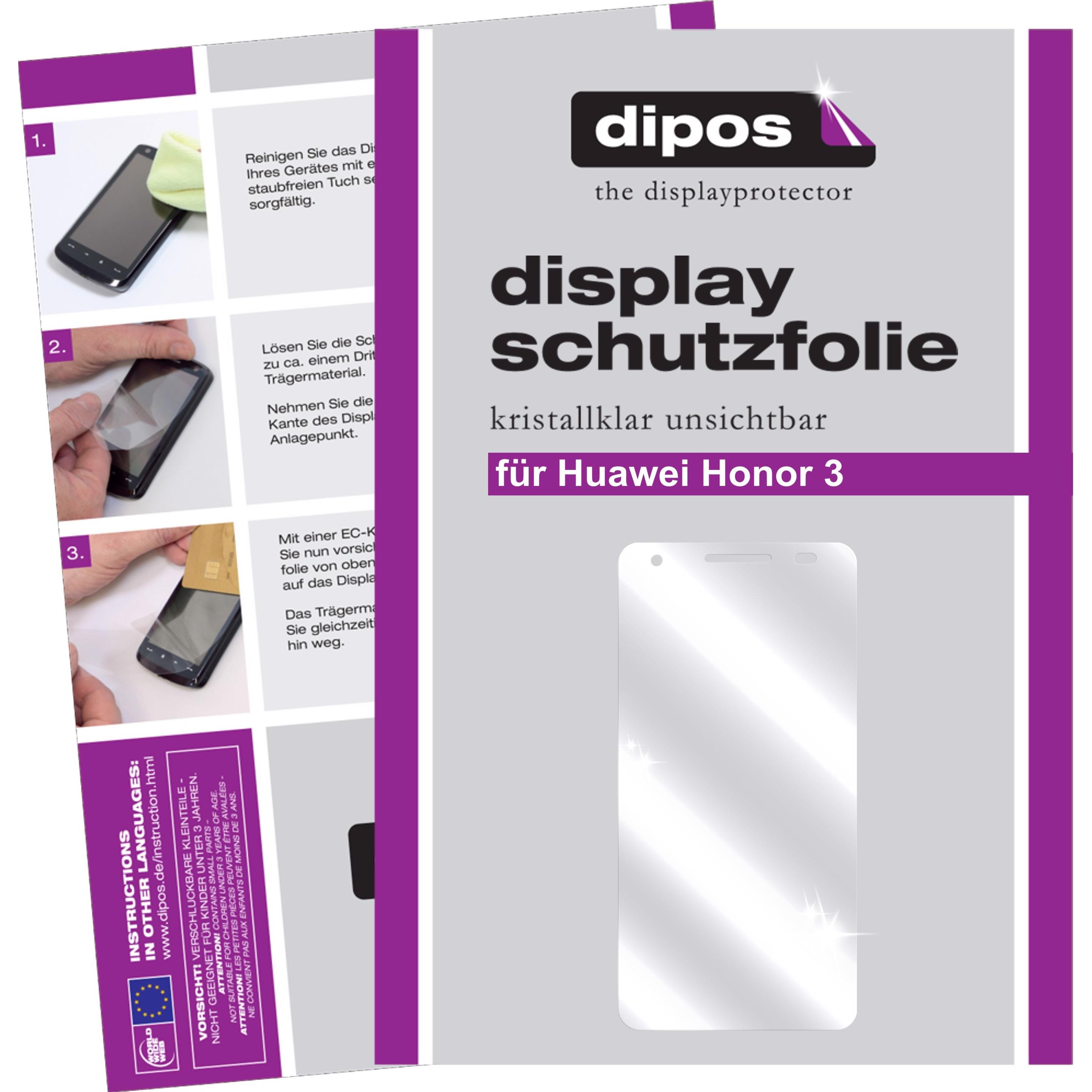 Dipos Displayschutzfolie Crystalclear (2 Stück, Honor 3), Smartphone Schutzfolie, Transparent