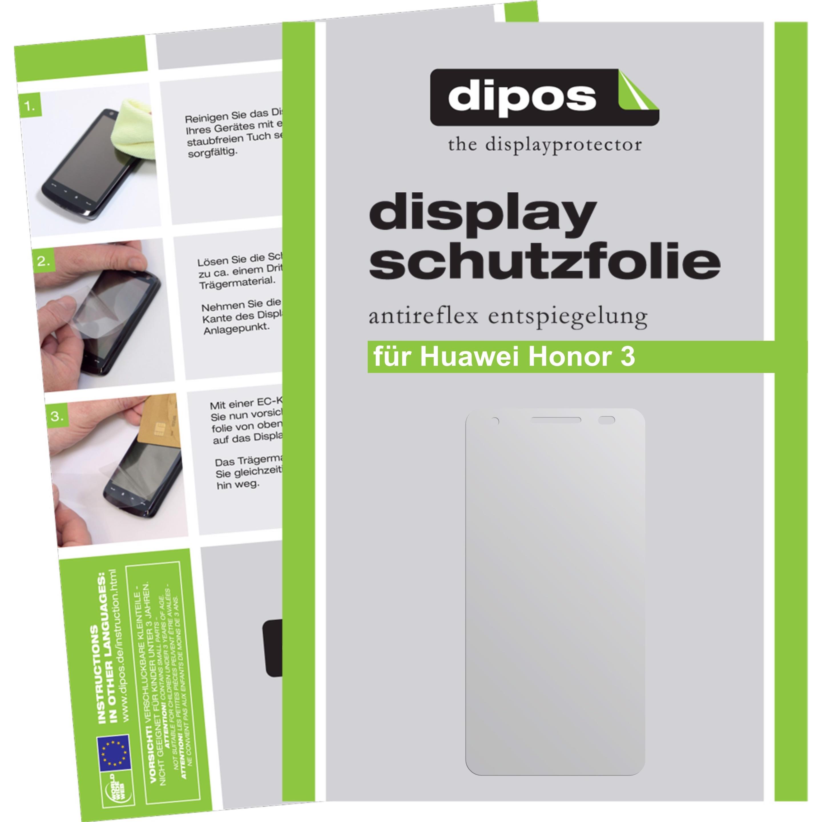 Dipos Displayschutzfolie Antireflex (2 Stück, Honor 3), Smartphone Schutzfolie, Transparent